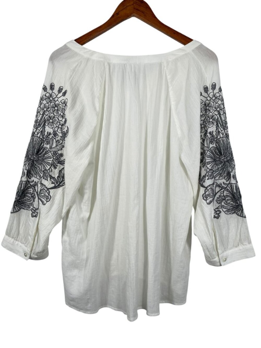 Pure Jill White Embroidered Cotton Gauze Boho Tunic Top L NWOT - Picture 3 of 11